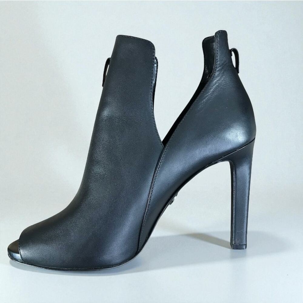 MICHAEL Michael Kors Lawson Open Toe Leather Bootie Sz 9 Black High Heel Stylish - Picture 2 of 11